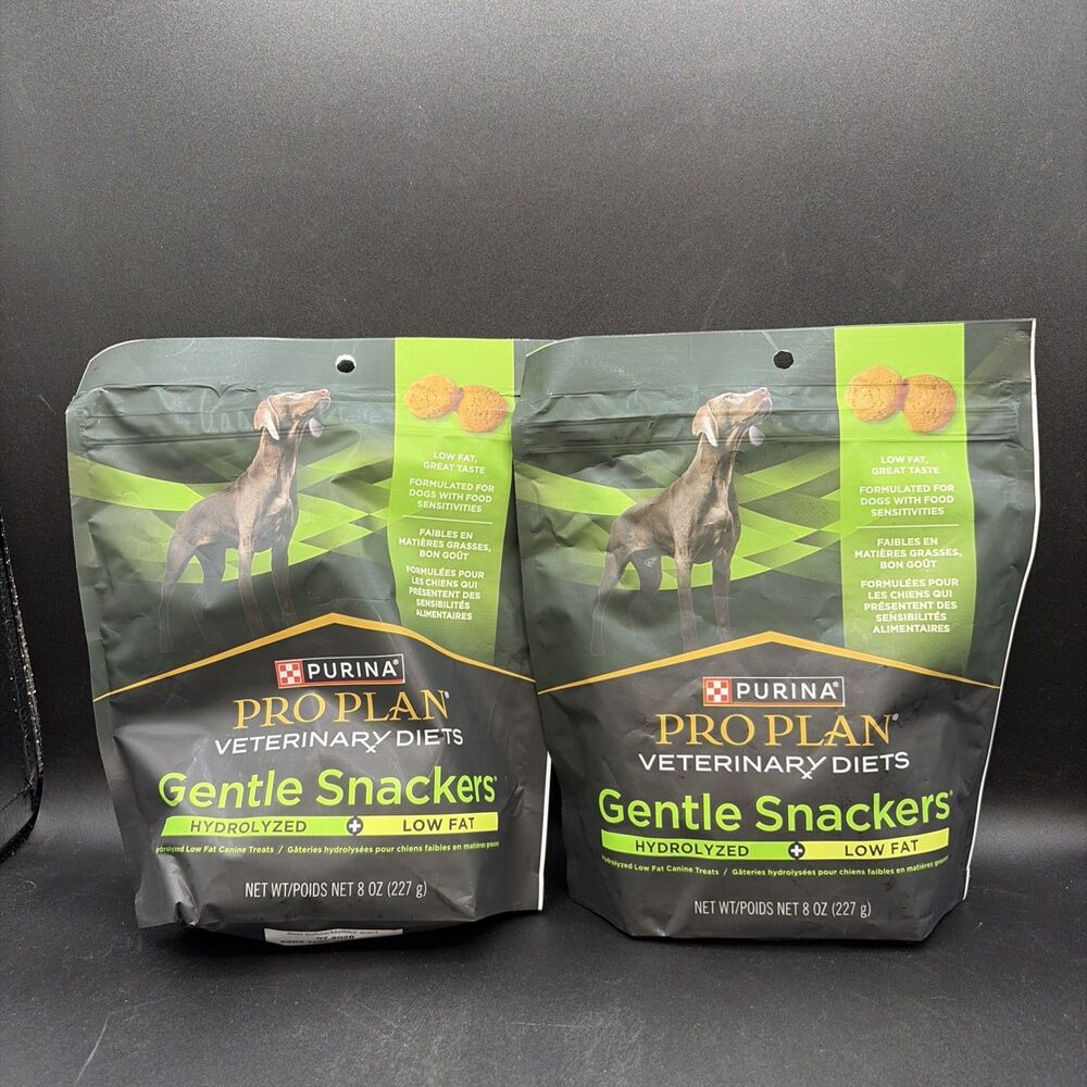 Lot Of 2 Purina Gentle Snackers Hydrolyzed Plus Low Fat Dog Treats 8 oz. Pouch